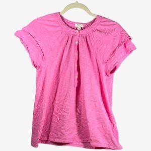 Dylan pink XS short sleeve tee henley flutter sleeve